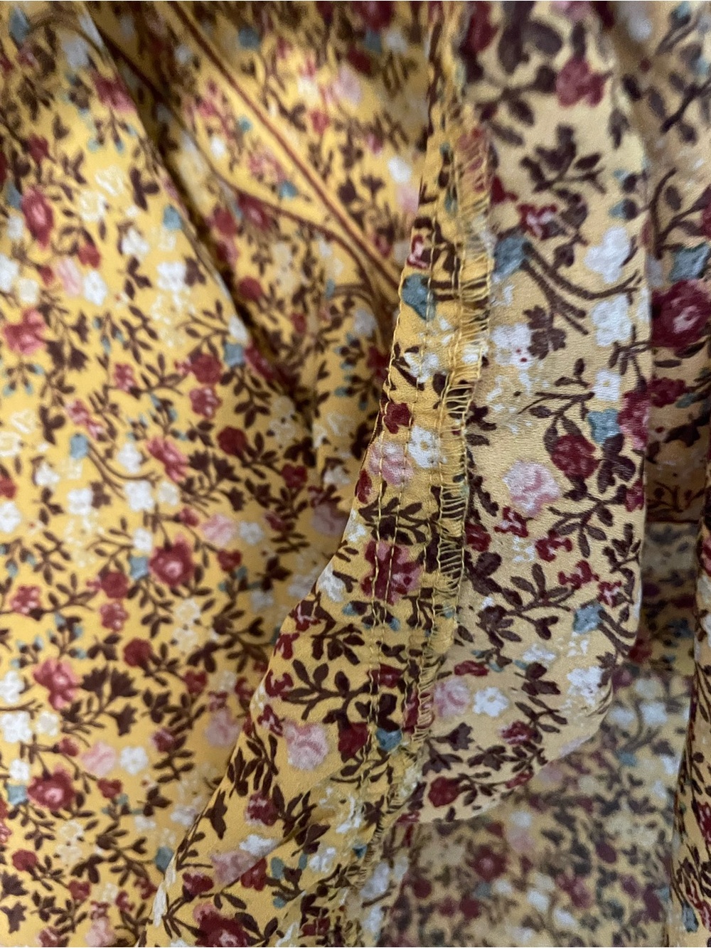 Max Studio Yellow Floral Wrap Top with Multicolor Blooms - Picture 3 of 5